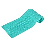 ASHATA Foldable Silicone Keyboard USB Wired Keyboard Mute Waterproof Rollup Keyboard for PC Laptop Notebook, 2 Color, 108 Keys(Green)