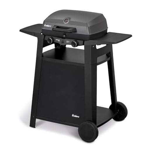 Enders Urban Pro II Trolley, Tischgrill mit Trolley, Grillen-, Kochen-und Backen Funktion, 2 Brenner Edelstahl, mit Grill-Thermometer, Balkon-, Camping-Grill, Aluguss-Gehäuse, Gusseisen-Rost #206272
