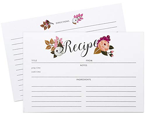 Recipe Cards Set 55 Double Sided Recipe Cards 4x6 inches. Thick Card Stock by Polite Society