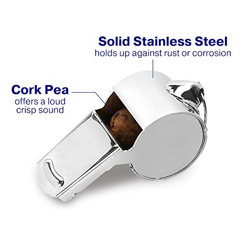 image for LotFancy Whistles with Lanyard, 7 Pack of Stainless Steel Metal Refere