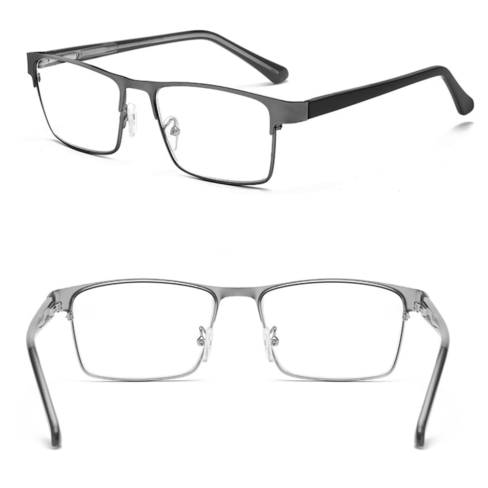 JIETIAN Gafas de Lectura HD Anti-Luz Azul para Hombre, Monturas de Metal Business Lentes Asféricas Anti-Fatiga para Lectura/Oficina,02,+3.0