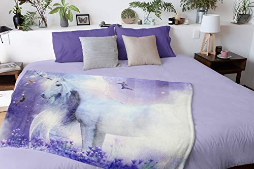 Intimo Mystical Unicorn And Fairies Fantasy Blanket Super Soft Silk Touch Plush Fleece Throw 50" X 60" #TOP2