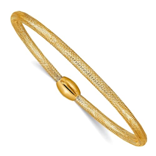 JewelryWeb 14k Solid Yellow Gold Stretch Mesh Bracelet 3mm Wide