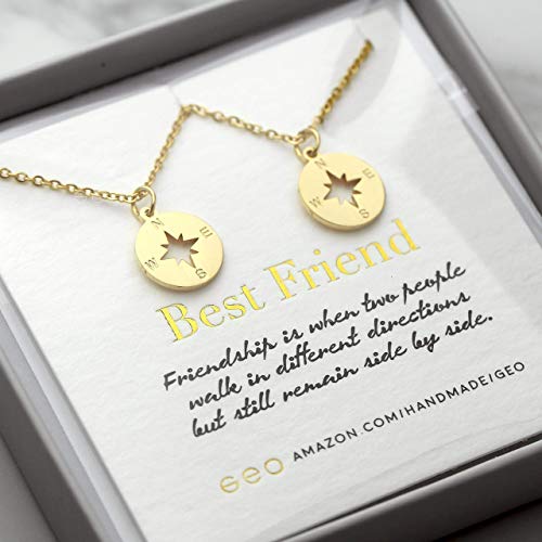 Best Friend Necklaces For Two Gold Compass Necklaces For Women Best Friend Gifts BFF Necklace For 2 Friendship Necklace