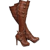 [Dolly Para] 1/3ドール靴 3分ドールシューズ 人形靴ブーツ 三分ドールブーツ ハイーヒールハイーニーズバイク風女王 (茶)