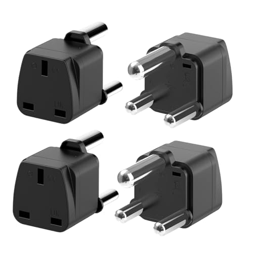 LUKELI 4 Pack UK to South Africa Plug Adapter South Africa Power Adapter 3-Pin UK Travel Adapter for South Africa Namibia Swaziland Lesotho Bhutan Botswana and More (4Pcs Black UK to South Africa)