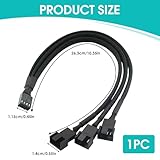 newatty 2 Pack PWM Fan Splitter 1 to 3, 4 Pin Fans Extension Cable 30cm Braided Y Fan Splitter Adapter Cable for Computer PC Chassis Expand CPU Cooler - Image 4
