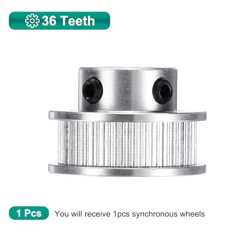 QUARKZMAN 1 Stück GT-2 36T Umlenkrolle 8mm Bohrung, Aluminium Zahnriemenscheibe 36 Zähne Passend Für 6mm Breite Zahnriemen Für 3D-Drucker (Mit Einem Schraubenschlüssel)