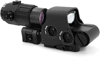 558+5X Sight Combo 558 Green/Red Dot Holographic Sight Scope + 5X Magnifying Glass, Quick Release Holographic Rollover Multiplier, for 20mm Rail Mount