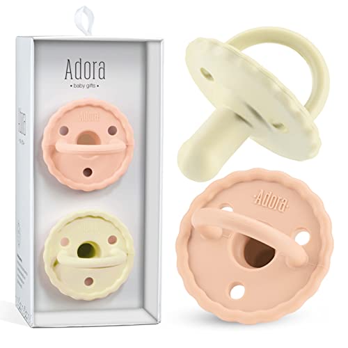 Baby Soother Pacifiers Silicone Newborn Pacifier for Boys Girls Set of 2 | BPA Free (Blush Vanilla)