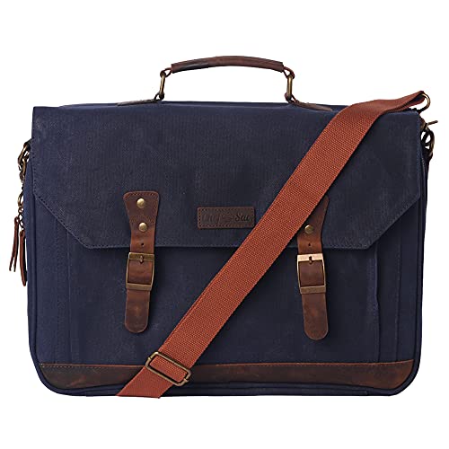 Product Image of the Chef Messenger Knife Bag | Waxed Canvas Chef Knife Bag | Waterproof Material | Chefs Case with 24+ Pockets for Knives & Utensils | Culinary Gifts For Chefs & Students | Sturdy Travel Chef Bag (Blue)