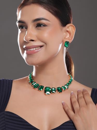 Image of Rubans Necklace Set Trendy Stylish Crystal Jewellery Gift for Women & Girls