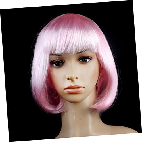 DRESSOOS extensão de rabo de cavalo perucas de cabelo curto bang peruca vermelha vestidos mulheres d