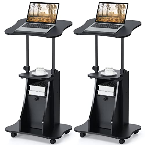 COSTWAY Mobile Lectern Podium Stand, Rolling Laptop Car