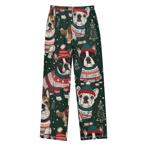 Love French Bulldogs Boys Long Pants Soft Trousers Elastic Waist Kids Lounge Bottoms with Pockets S-XL