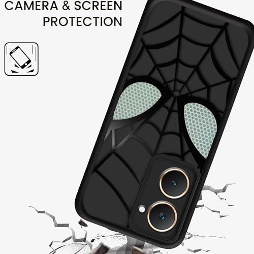 Image of Back Case Cover Compatible for Vivo Y28S 5G /Vivo Y18 / Vivo Y18e / Y18i | Spidey Face Mask Case | Soft Silicone | Camera & Full Body Protection | Shock Proof | (Black)