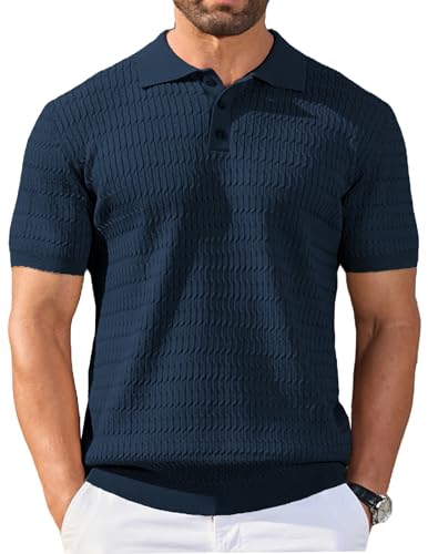 COOFANDY Polo Shirts for Men Casual V Neck Knit Shirts