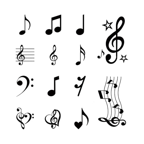 WEEKINK Music Notes Semi Permanent Temporary Tattoo Unisex Minimalist Sheet