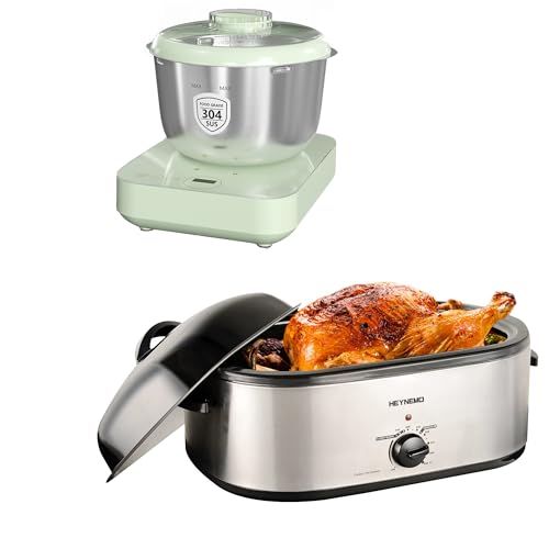 Image of Roaster Oven 22 Quart Fits Turkeys Up to 26LB, 5.2QT Dough Mixer with Weighing Function, Flour Kneading Machine for Pizza Bread