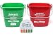 Bits N Things Cleaning Pails - Red Sanitizing (1), Green Detergent (1) 3 Quart,Cleaning Buckets, and QT-10 Quaternary Sanitizer Test Tape 15 feet Roll (1)