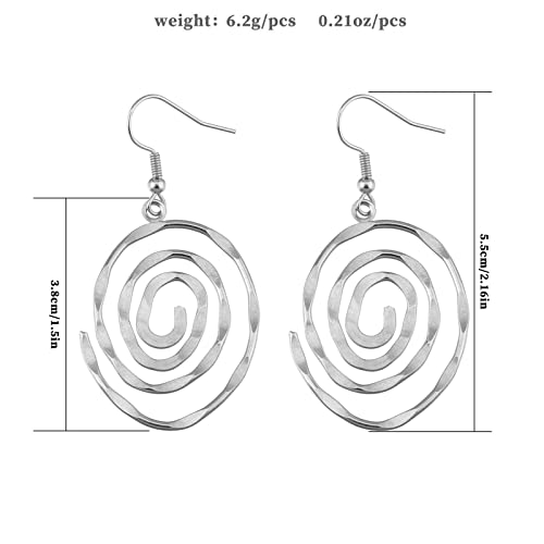 MALOYANVE Round Spiral Earrings for Women Creative Gold Silver Plated Circle Metal Wave Thread Hollow Out Dangle Drop Statement Earrings Fashion Jewelry Gifts3