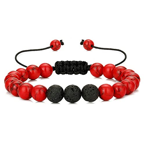 Bracelet d'anxiété diffuseur huile essentielle pierre bicolore 8mm réglable 29cm