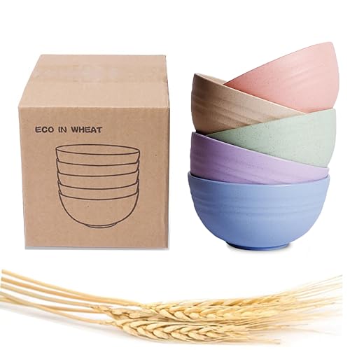 Choary Eco-friendly Wheat Straw Bowls, 4.7 inches mini Snacks Bowl Sets,Unbreakable Natural Non-Toxin mini Bowls for Fruits, Microwave Dishwasher safe BPA FREE set of 5.