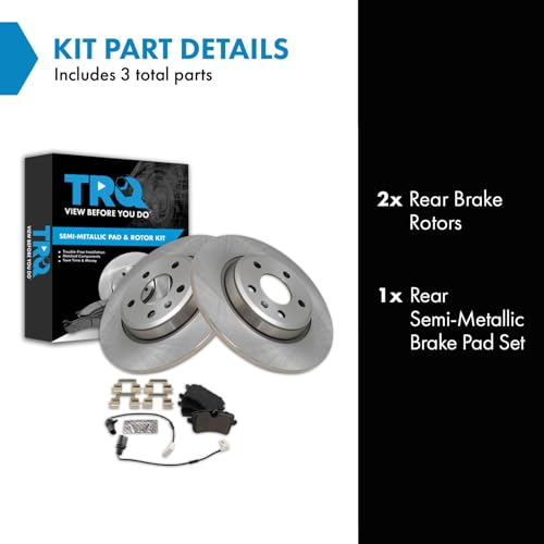 Image of TRQ Rear Brake Pad and Rotor Set Semi Metallic Rotors Compatible with 2012-2013 Audi A6 A7 Quattro 2013 A6 Quattro