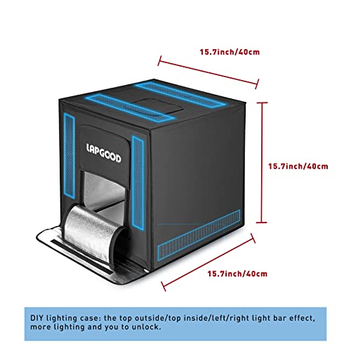 Photo Studio Light Box for Photography，Photo Shooting Tent kit with 2 Stepless Dimming Light Pane and 6 Color Backdrops for Jewelry and Product Photography (16\") - Thumbnail 6
