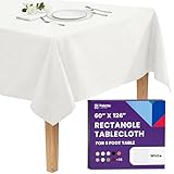 Gee Di Moda Rectangle Tablecloth - 60 x 126 Inch White Table Cloth for 8 Foot Rectangle Tables - Heavy Duty Washable Fabric - for Holiday Party, Dinner, Weddings, Baby Shower & Events