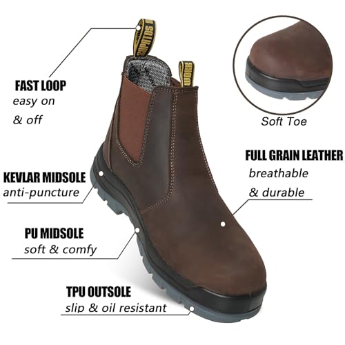 Men's Slip On Work boots for Men, Soft/Composite Toe Slip Resistant Waterproof Puncture-proof Mens Work Boots3