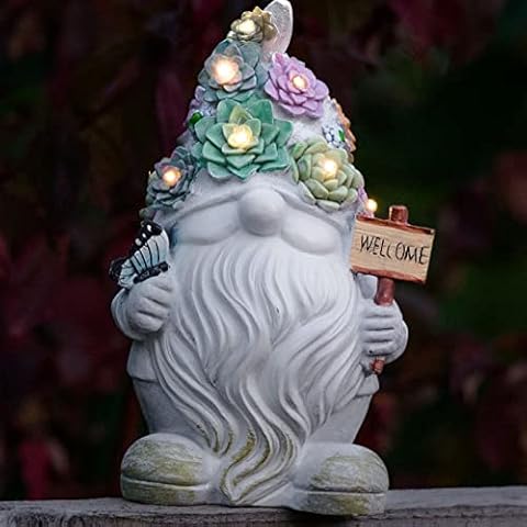 GloBrite Solar Garden Gnome with Welcome Sign Cover