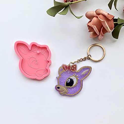 A FEI Chaveiro brilhante brilhante DIY Fawn chaveiro molde de resina epóxi DIY chaveiro pingente joi