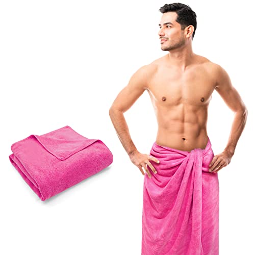 Image of Sassoon Venir Microfiber 1 Piece Men Bath Towel 450 GSM (80x160cm, Coral Pink Color) Ultra Soft Material, Towel for Daily use