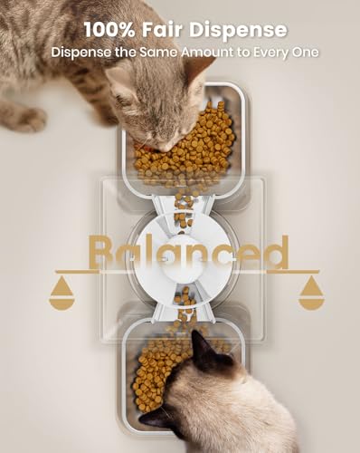 oneisall Automatic Cat Feeder for 2 Cats, 20 Cups/5L Automatic Cat Food Dispenser for Small Pets Indoor, Timed Cat Feeder for Dry Food(White)