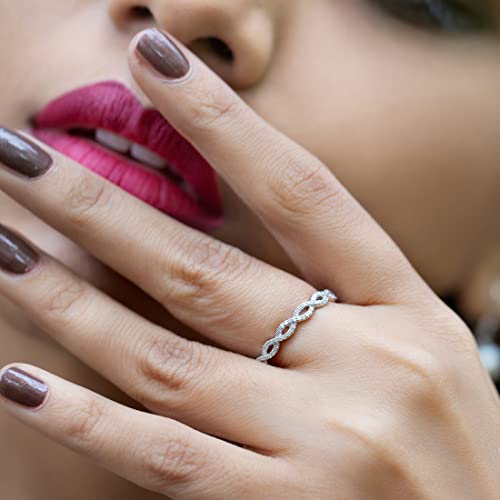 Dazzlingrock Collection 0.20 cttw Round White Diamond Infinity Crossover Swirl Wedding Band Ring for Women in 10K Solid Gold3