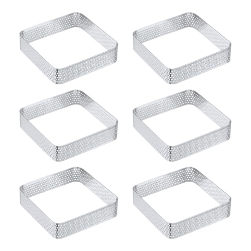Moldes de anillo de mousse cuadrados uxcell de acero inoxidable para postres y pasteles 2