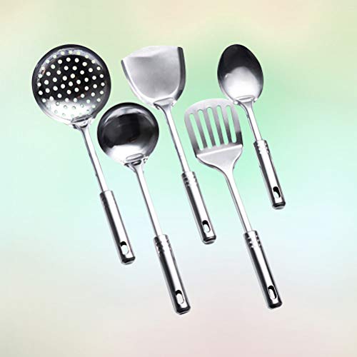 BESTONZON Conjunto de utensílios de cozinha de aço inoxidável 5 peças com espátula de colheres