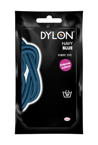 Fabric Dye Clothes Hand Wash Dye 50g Sachet Soft Furnishings and Projects Textile Permanent Color Intense Black, Navy, Grey (Navy Blue, 50 Gram)