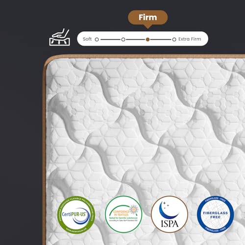 Image of Firm Twin Size 12 Inch Hotel Hybrid Single Mattress in a Box,CertiPUR-US | Individual Pocket Springs, Motion Isolation, Extra Hip /Shoulder /Lumbar Support,Fiberglass-Free,365-Night Trial
