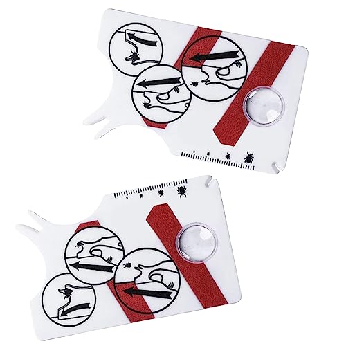 PQLQ Lot de 2 cartes à tiques pour humains, avec loupe, pour retirer rapidement et en douceur les tiques de l'animal de compagnie ou de l'homme