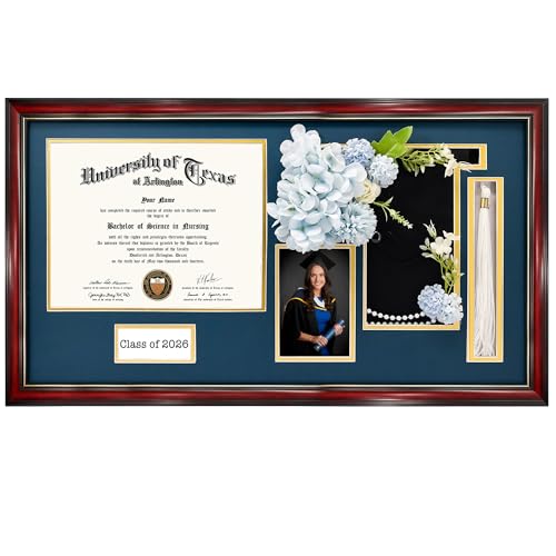Graduation frame for 8.5x11 diploma & 4x6 photo, cherry wood