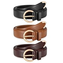 3-pack:black+brown+coffee(gold Buckle)