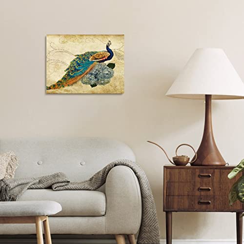 Impression paon moderne fleurs deco murale salon tableau 30x40