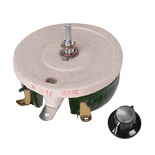 200W 200R Ohm Ceramic Wire Wound Potentiometer Linear Rotary Resistor Rheostat with Knob for Industiral Machinery RPM Adjustment,Aicosineg