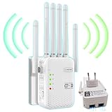 Répéteur WiFi 6 AC1200M(5+2,4) GHz Double Bande avec 6 antennes 2 Ethernet Ports offrant Une pénétration du Signal Ultra puissante à 360° à Travers Les Murs, Adaptée aux Bureaux et aux Maisons.