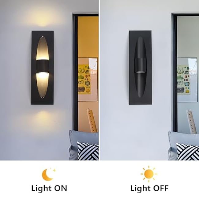 15.6 Outdoor Wall Light with Built-in LED,2 Pack Exterior Porch Lighting,Matte Black Wall Sconce for Front Door,Hallway,Patio,Garage.HWBD010-LED-BK2