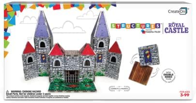 CreateOn Magna-Tiles Structure-Building Set for Kids, Royal Castle Magnet Tiles, Magnetic Kids’ Building Toys, STEM Toys for Boys and Girls Ages 3+, 53 Pieces