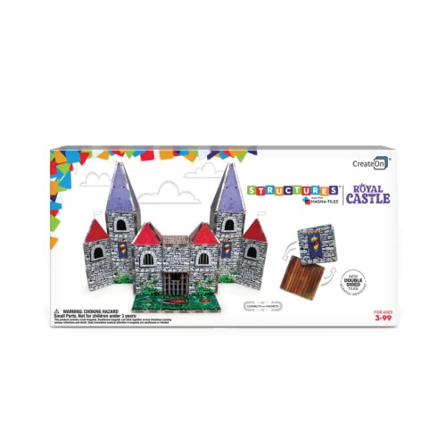 CreateOn Magna-Tiles Structure-Building Set for Kids, Royal Castle Magnet Tiles, Magnetic Kidsâ Building Toys, STEM Toys for Boys and Girls Ages 3+, 53 Pieces