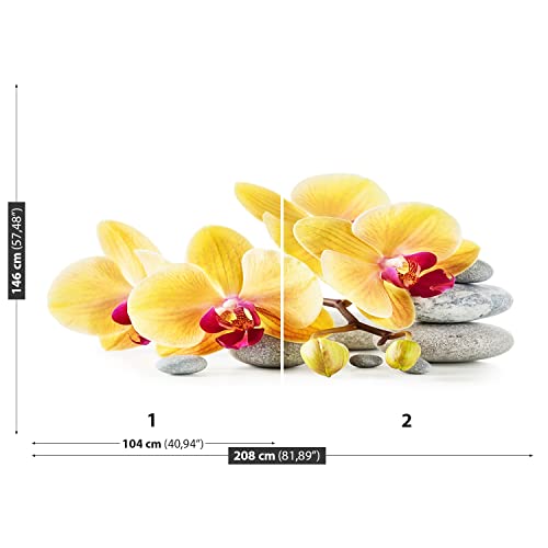 Papier Peint Camouflage Orchidée Jaune 208x146cm Grand Format - 7